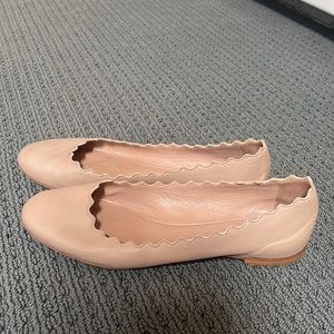 Chloe Lauren Scalloped Leather Ballet Flats - Authentic